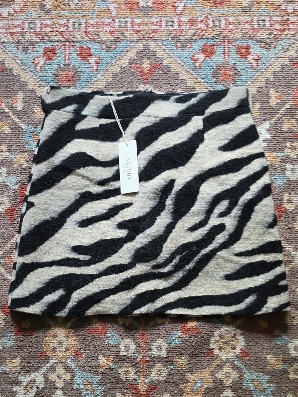 Astrid Black and White Zebra-Print Mini Skirt Made In Italy